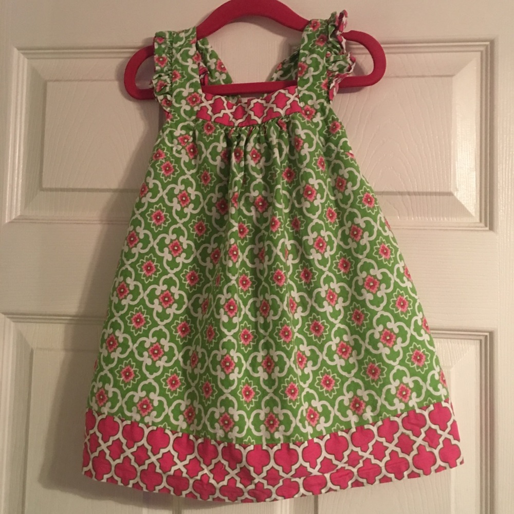 Spring dress size 24m green and pink. Easter